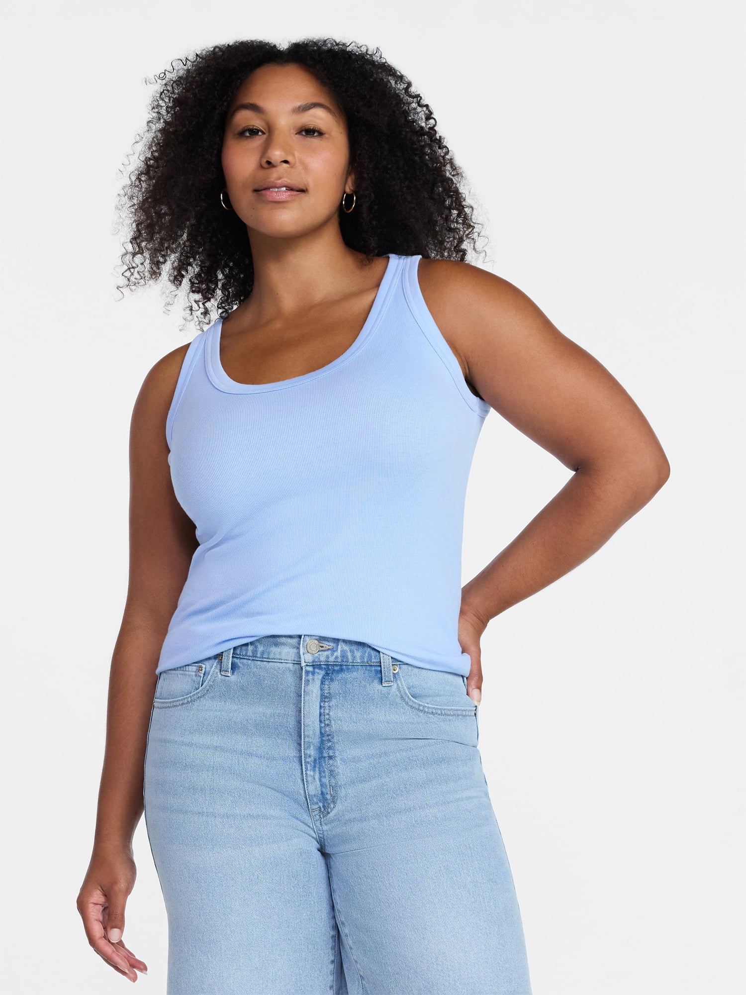 Time and Tru Women's Ribbed Tank Top, Sizes XS-XXXL