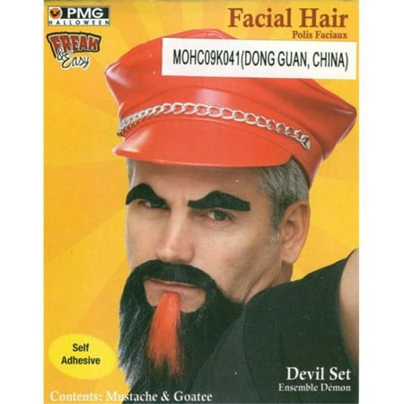Costumes For All Occasions PM531245BKRD Mustache Goatee Set Bk & Red