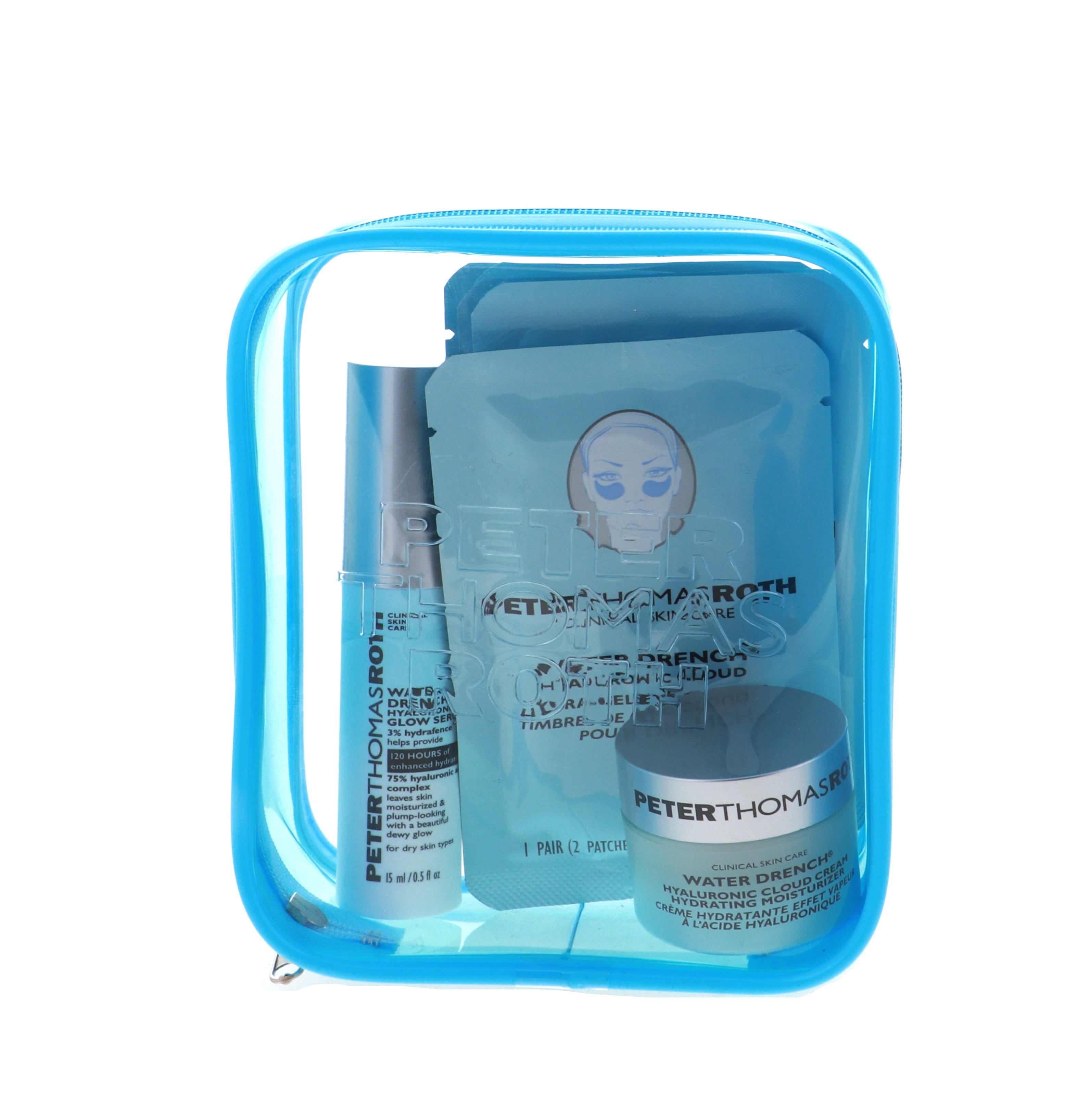 Peter Thomas Roth Water Drench Hydra-Besties Travel Kit (Hydra-Gel Eye Patches, 5 x 2 Patches, Hyaluronic Glow Serum, 0.5 oz, Hydrating Moisturizer, 0.67 oz)
