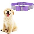 thumbnail image 3 of Methold Decoración para mascotas Cachorro Perro Gato Collar ajustable prop Correa Hebilla Rhinestone PULeather Suministros para perros morado claro L, 3 of 3