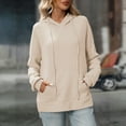 thumbnail image 4 of Women’s Waffle Knit Hooded Sweatshirt – Soft and Breathable Pullover Long Sleeve Hoodie with a Relaxed Fit for All-Day Comfort Khaki, 4 of 6