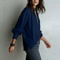 thumbnail image 2 of TaTaai Women Casual Loose Blouses Collared Half-Zip Puff Sleeve Solid Color 3/4 Sleeve V Neck Soft Lightweight Daily Office Wear Gift, 2 of 6