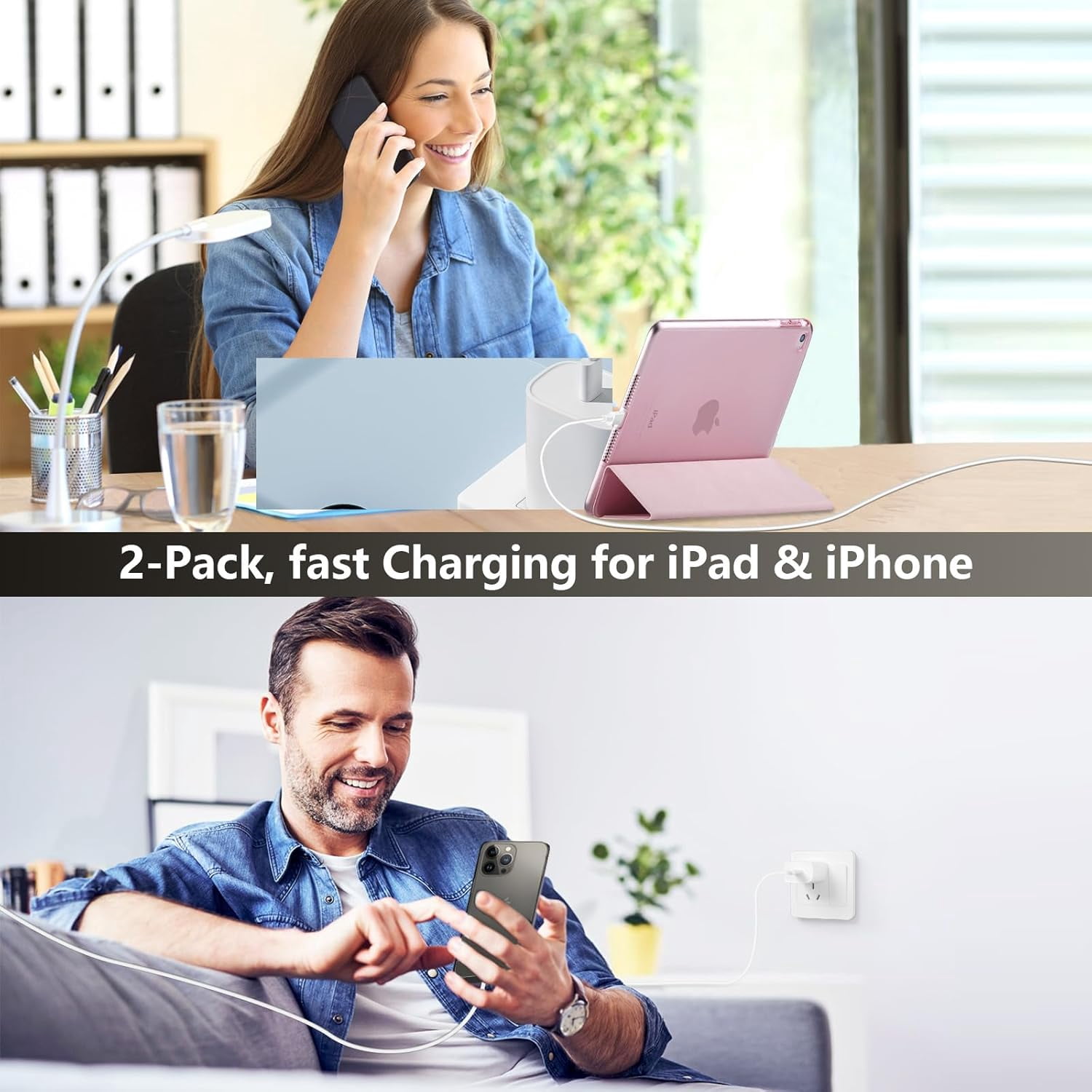 i.Phone 15 16 Pro Max Charger, 8 FT Long Cord USB C to C Fast Charging Cable with PD 20W Fast Charger Block for i.Phone 16/16 pro/16 plus/16 pro max/15/15 Pro max/ 15 pro/15 Plus, Pad Pro/air, White