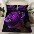 thumbnail image 2 of Castle Fairy Boys Girls Floral Purple Rose Twin Sheet Sets 3pcs,Romantic Flowers Twin Fitted Sheet Microfiber,Chic Flowers Blossoms Breathable Flat Sheet,Luxury Bedroom Decor, 2 of 7