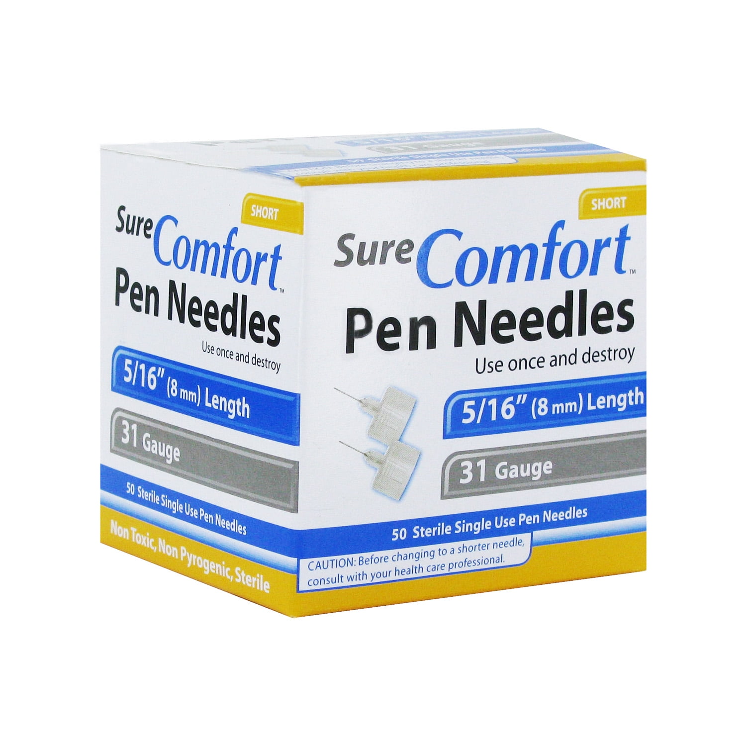 Sure Comfort Short Pen Needles 31g 5 16in 8mm 50 Ea Walmart Com