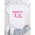 thumbnail image 2 of Camiseta de mujer Trajes de verano Traje Camiseta de cuello redondo para viajes de compras deportivas ﻿Breast Cancer Awareness Pink Ribbon Graphic Tee - Women's Casual Crew Neck Short Sleeve T-Shir, 2 of 6