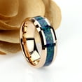 thumbnail image 2 of Men's Women's Tungsten Wedding Band Engagement Ring 8mm Sinthetic Green Opal Inlay Rose Gold Plated Ring, SZ 12, 2 of 3
