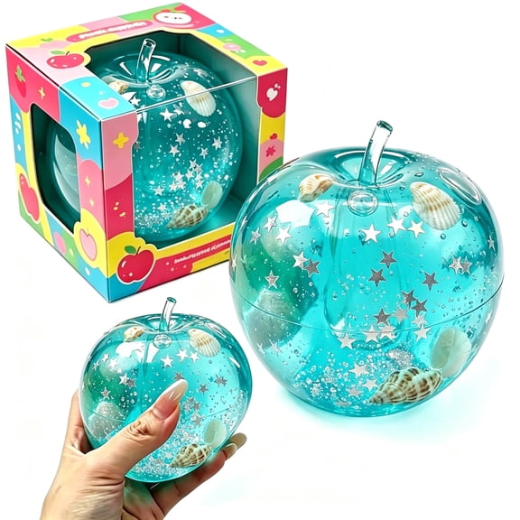 Apple Squishy,Blue Ocean Apples Squishy Slushy Stress Balls,Slow Rebound Clear Fruit Squeeze Fidget Toy Anxiety Relief Soft Stress Ball Pinch Sensory Toy