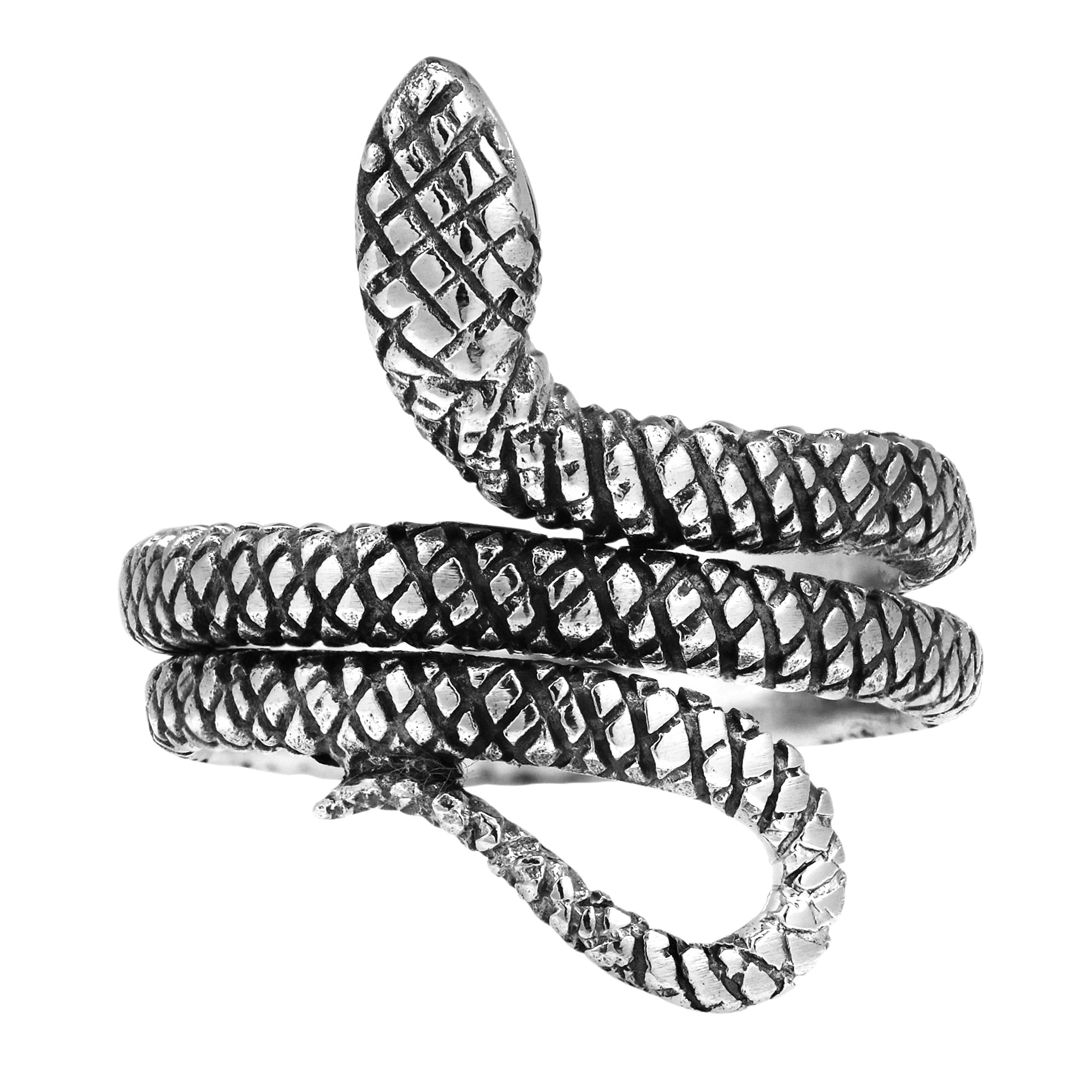 Unique Tropical Snake Coil Wrap Sterling Silver Ring-7 - Walmart.com