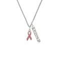 thumbnail image 2 of Delight Jewelry Silvertone Pink Ribbon Silvertone Be Strong and Courageous Bar Charm Necklace, 23", 2 of 4