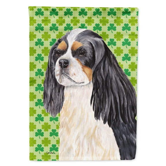 Carolines Treasures SC9311-FLAG-PARENT Cavalier Spaniel St. Patricks Day Shamrock Portrait Flag  multicolor