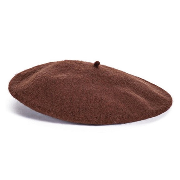 Women Beret Hat Solid Color Elastic Warm Soft Painter Hat Autumn Winter Travel Daily Wear Fashion Accessory