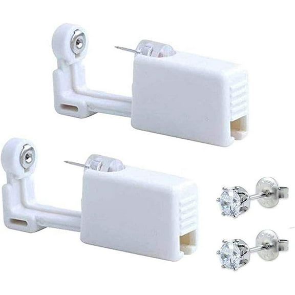 2 Pack Self Ear Piercing Gun Earring Piercing Kit No Pain Easy Use Ear Piercing Gun Kit Tool with Stud For Ears, Nose And Lips