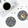 thumbnail image 5 of Pofeuu Cartoon Space Print Leather Coasters Set of 6, Round Cups Mugs Mat Pad for Home Kitchen Heat Resistant Drink Coasters,Round Shape, 5 of 7