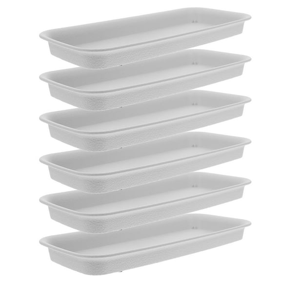 BESTOYARD 6Pcs Rectangular Planter Drip Trays Simple Design Beige for Bonsai