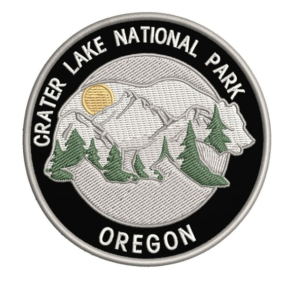 Wander Often! Crater Lake National Park, Oregon 3.5 Inch Iron Or Sew On Embroidered Fabric Badge Patch Seek Adventure, National Park Iconic Series