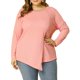 thumbnail image 1 of Blusa de lunares asimétrica de talla grande Agnes Orinda para mujer, color rosa, 1X, 1 of 7