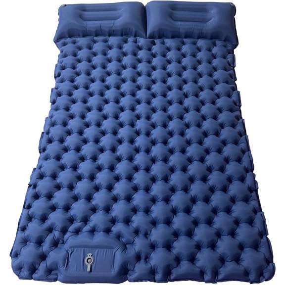 Double Sleeping Pad for Camping, Camping Sleeping Pad 2 Person with Pillow Built-in Foot Pump, Self Inflatable Portable Camping Mat, Lightweight Camping Mattress Pad for Backpacking, Tent, Hiking