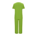 thumbnail image 4 of Womens Nursing Uniform Sets Pocket Caregiver Short Sleeve V-Neck Blouses+Drawstring Pants Solid Color Loose Working Set Suit Mint Green M, 4 of 6