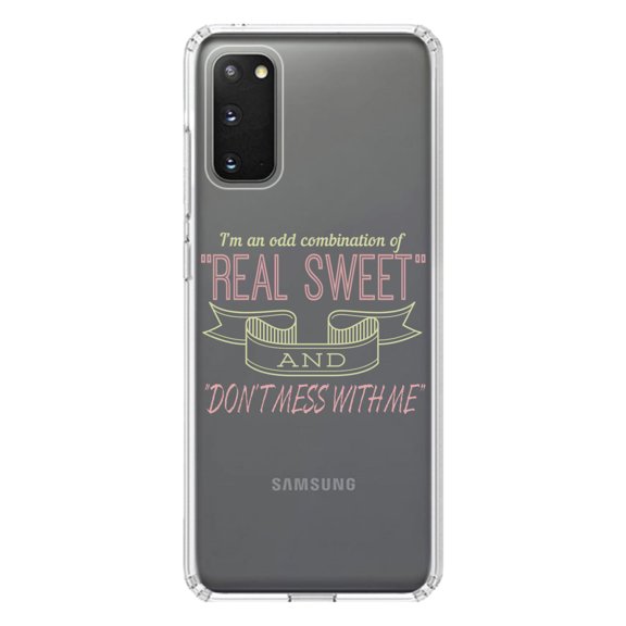 DistinctInk Clear Shockproof Hybrid Case for Galaxy S20 ULTRA / 5G (6.9" Screen) - TPU Bumper Acrylic Back Tempered Glass Screen Protector - Odd Combination Real Sweet & Don't Mess With Me