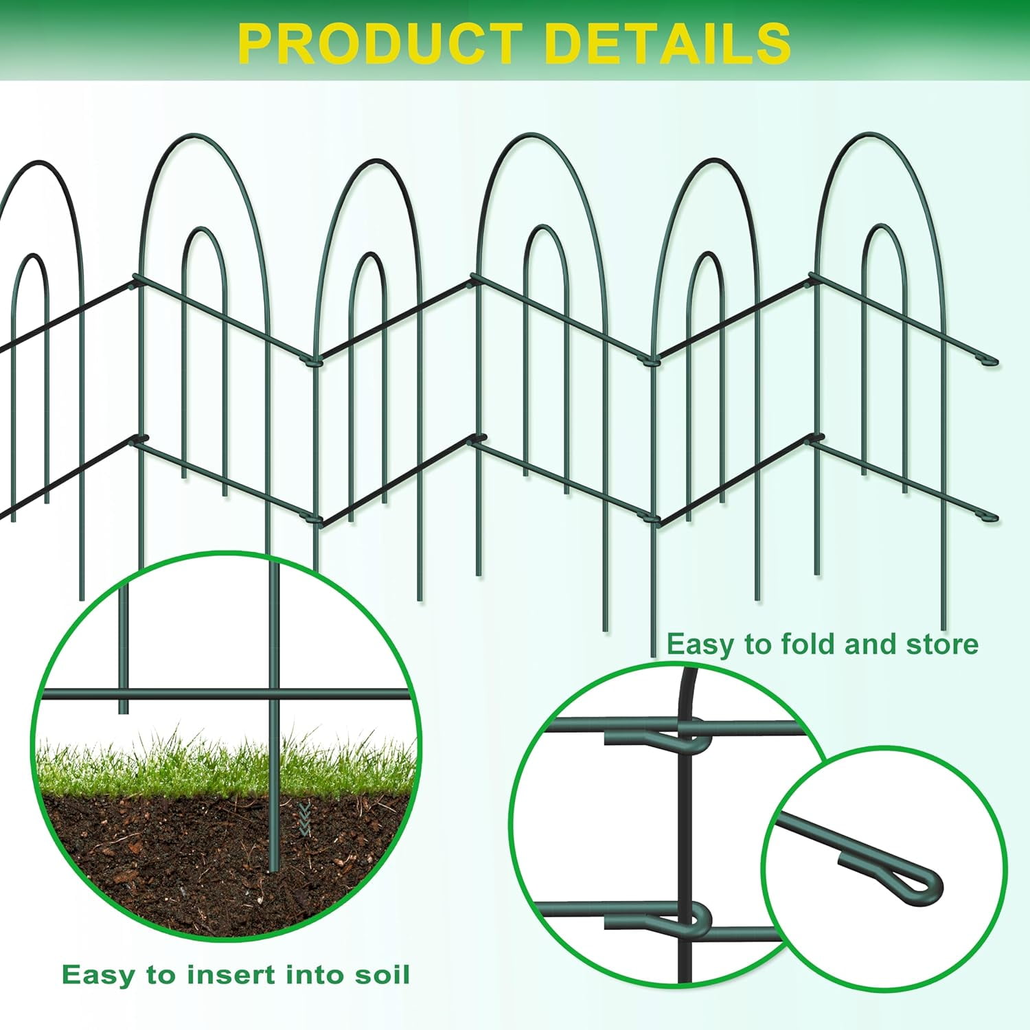 Decorative Black Garden Border Fence 18inX50ft Metal Wire Edging Flower Bed Folding Fences Panel Outdoor Garden Fencing Patio Edge Landscape for Yard