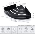 thumbnail image 3 of Estante de baño sin taladro, especiero de esquina, estante metálico de pared para cocina con 4 ganchos, estante de almacenamiento para ducha, cesta de ducha, instalación adhesiva (negro mate, 2 nivele, 3 of 5