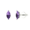 thumbnail image 2 of 1.0 Ct Marquise Cut Studs Purple Alexandrite 14K White Solid Solid Gold Everyday Dainty Earrings Push Back, 2 of 7