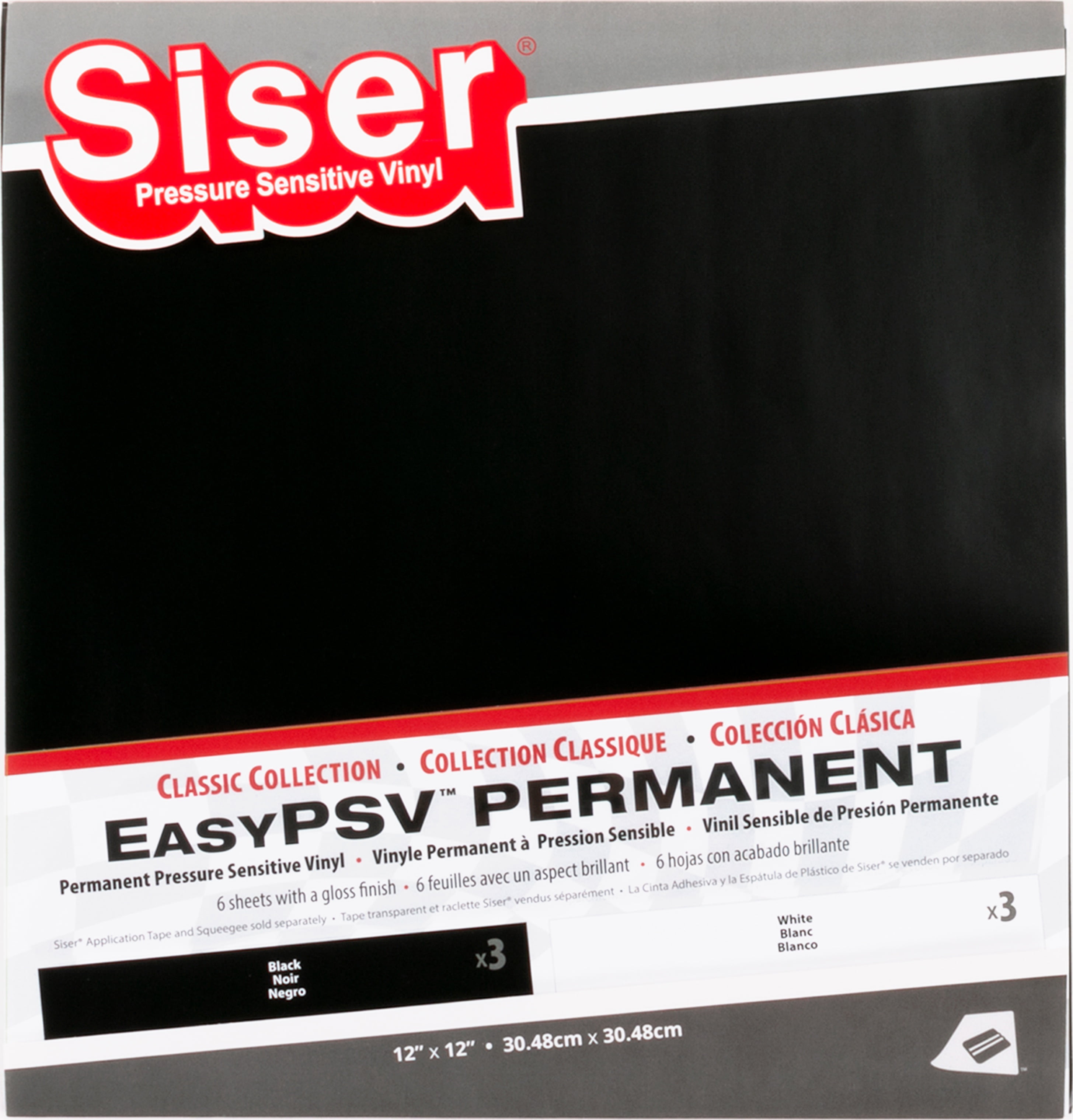 Siser EasyPSV Permanent Vinyl 12'X12' 6/Pkg-Black & White