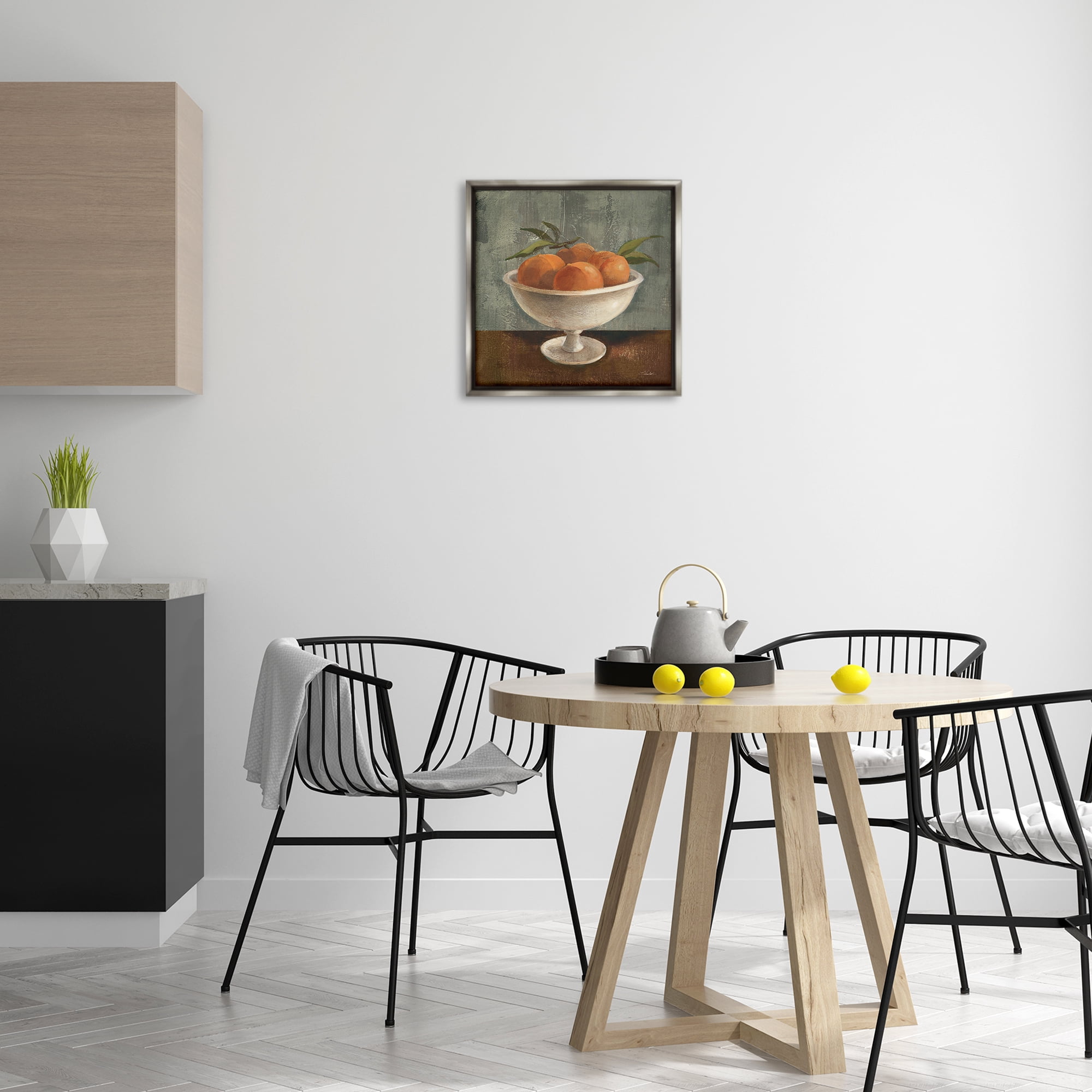 Stupell Industries Peaches Still Life Food & Beverage Painting Gray Floater Framed Canvas Art Print Wall Art, 18 x 18