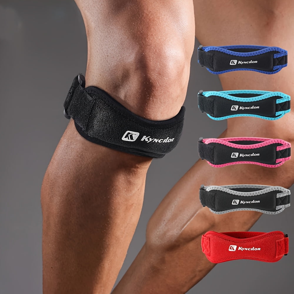 Lightweight Breathable Knee Brace - 1PS Patella Knee Support with Adjustable Straps for Running, Basketball, Yoga, Jump Rope - Gray/Red/Black, Secure Fit, Sleek Design