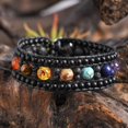 thumbnail image 2 of GHSDFBB Boho Handmade Natural Stone Bead 3 Row Wide Wrap Wrist Statment Bracelet Jewelry Collection, 2 of 7