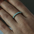 thumbnail image 3 of Round Turquoise Half Eternity Bannd Ring, 925 Sterling Silver Ring, Handmade Fine Jewelry, Prong Setting , December Birthstone, 3 of 5