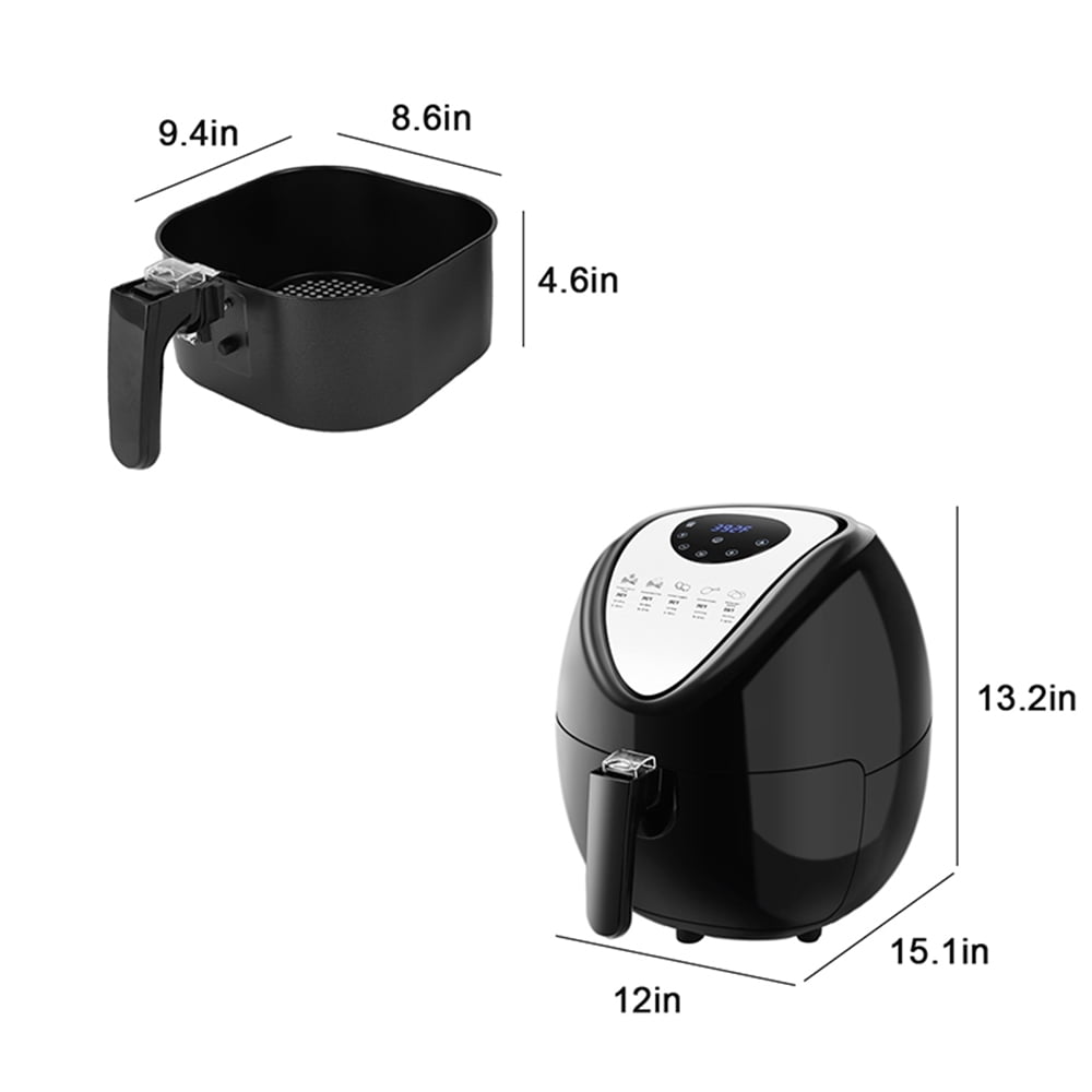 6.8QT 1800W Large Air Fryers with Digital Touch Screen Non-stick Basket US