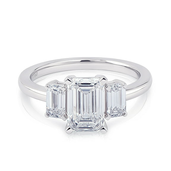 Oryn Jewel 1.6 Ct Three Stone Emerald Cut Engagement Ring - 14K White Gold Over - Lab-Created Simulated Diamond - Wedding Jewelry for Women - Ideal Gift for Engagement - Wedding Jewelry for Her