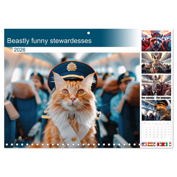 Beastly funny stewardesses (Monthly Wall Calendar 2026 11.7 x 16.5 (open)), CALVENDO 14 Month Calendar