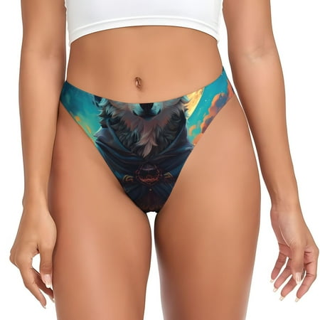 Sigee Starry Sky Moon Wolf Leader for Women s G-String Panty  Low Rise  Soft Lace Perfect for Everyday Wear or Special Occasions-4X-Large