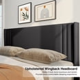thumbnail image 2 of Full Size Bed Frame, Bed Frame with Wingback Headboard Hold 850 lbs, Dark Gray, 2 of 8