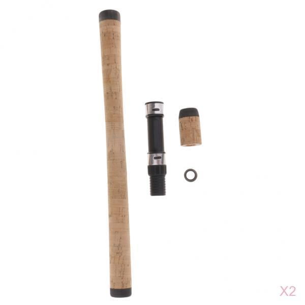 2Sets Replacement Long Handle Soft Rod Cork Rod Handle + Reel Seat 