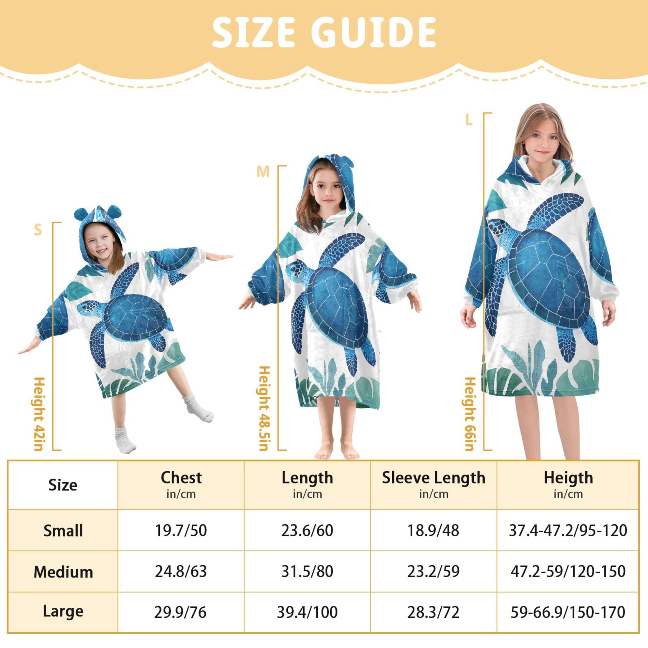 joogoo Wearable Blanket Hoodie Turtle Palm Leaves for Flannel Sherpa Pocket 3-14 YR M