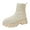 Beige, variant on Black Womens Low Heel Ankle Boots Round Toe Pull On Mesh Elastic Casual Winter Sock Comfort Shoes
