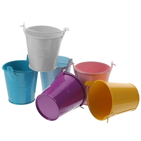 RENACLIPY 6Pcs Mini Metal Buckets for Home Use and Party Favors Metal Pails with Lids for Storage and