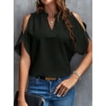 thumbnail image 2 of Women's V-neck Temperament Fashion Strapless Sleeve Top, 2 of 3