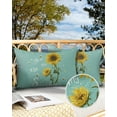 thumbnail image 2 of Pack of 2 Outdoor Pillow Covers, You Are May Sunshine Sunflower Teal Green Waterproof Square Throw Pillowcase Cushion Decorative Pillow Covers for Couch Patio Tent, 20x12 in, 2 of 6