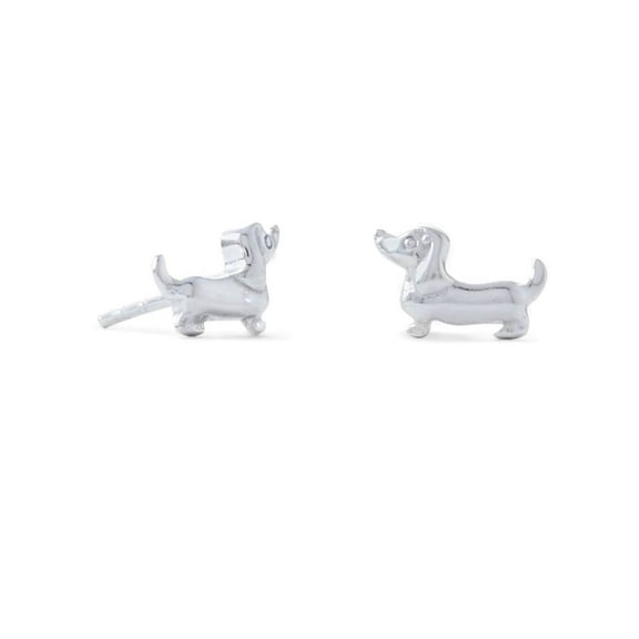 Cute Dachshund Dog Stud Earrings - Sterling Silver