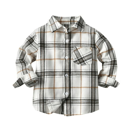 

Toddler Boys Long Sleeve Winter Bow Shirt Tops Coat Outwear Baby Clothes Plaid White