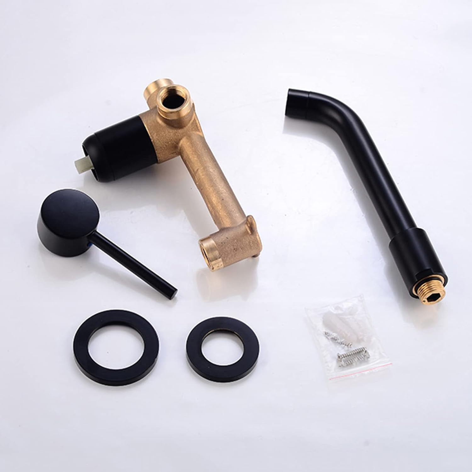 Wall Mounted Faucet Bathroom Sink Black,Brass,Hot and Cold,with 360° Swivel Spout,Single Handle Wall Mounted Bathroom Sink Faucet