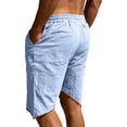 thumbnail image 6 of Besolor Men's Linen Shorts Drawstring Elastic Waist Lightweight Thin Breathable Casual Shorts with Pocket(Small,Light Blue), 6 of 7