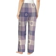 thumbnail image 3 of Naloa Purple Floral Gingham Check Plaid Print Women’s Ultra-Soft Comfy Pajama Lounge Pants with Pockets & Drawstring, 3 of 8