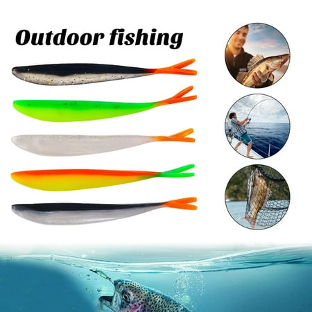 Sportteer Soft Fish Bait Better Control Soft Bait 5 Pcs Soft Fish Baits Split Tail Swimming Style Mini Size Strong Reusable Outdoor Fishing Swimbait