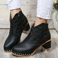 thumbnail image 2 of Embroidered Thick Heel Womens Boots With Side Zipper Short, 2 of 9
